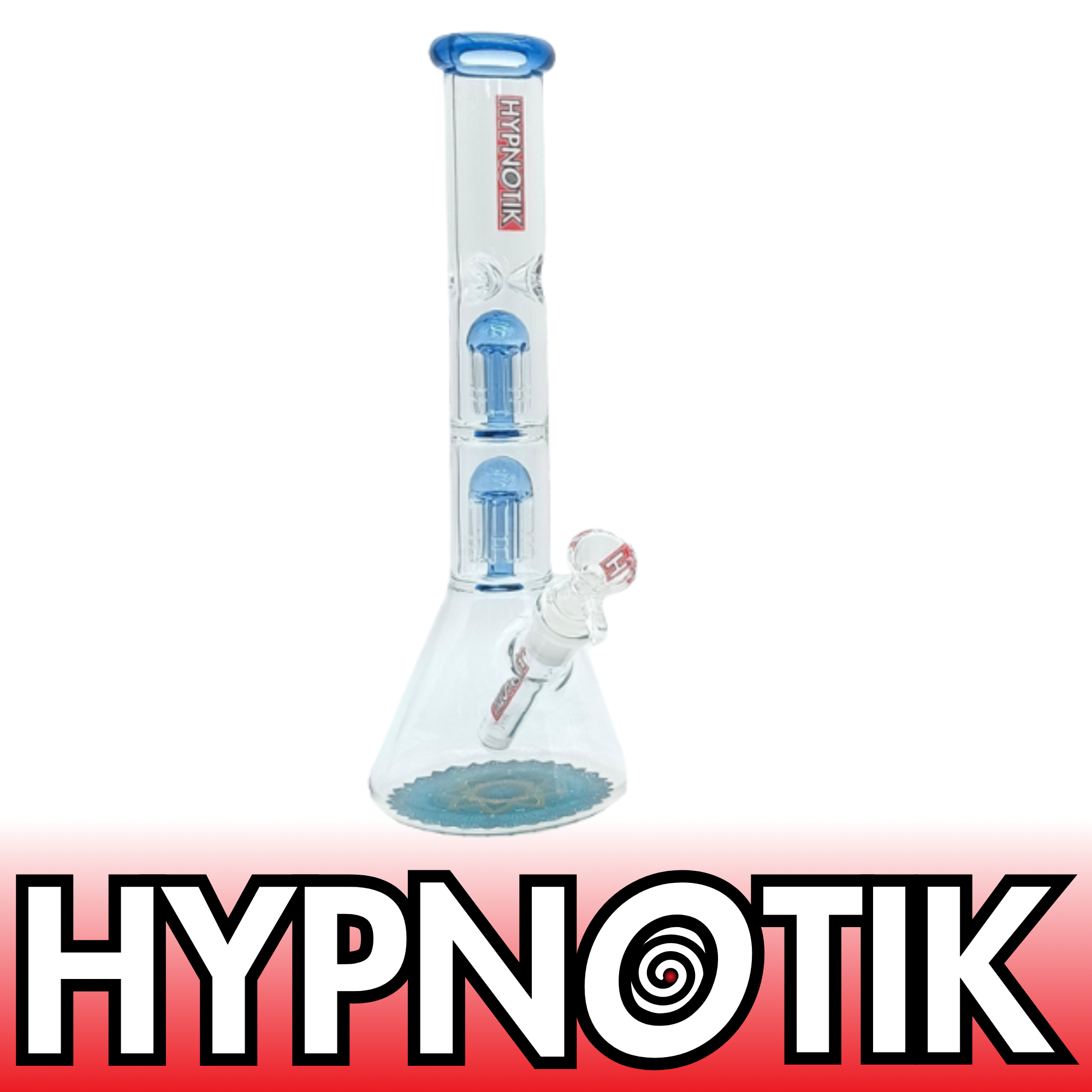 14 INCH HYPNOTIK BONG WITH TWO MATCHING COLORED PERC – BLUE - HB116-BLU